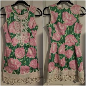 LILLY PULITZER SLEEVELESS FLORAL PATTERN DRESS 0
